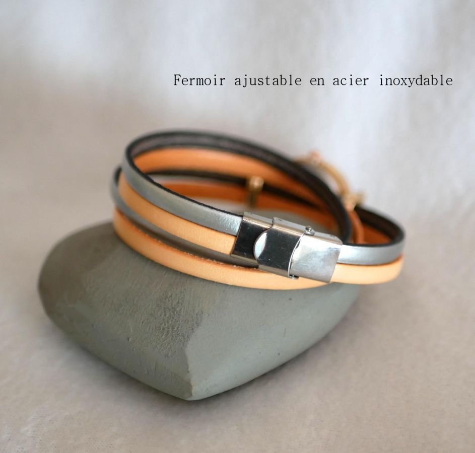 Klocka med rosa guldurtavla och dubbelt armband för personlig anpassning