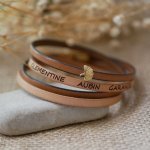 Zen läderarmband i två olika färger, anpassningsbart med gyllene ginkgo 
