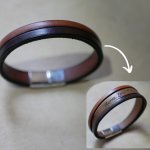 Tvåfärgat läderarmband för män med dolt graverat meddelande