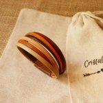 Ockrafärgat armband med manschett i multiläder