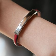 Metallstångsarmband i läder, en enda vändning 