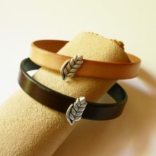 Anpassningsbart läderarmband och ögla Epi de blé, noces de froment för män och kvinnor