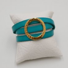 Läderarmband med stor guldring, anpassningsbart för 3 handleder