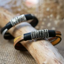 Armband i tvåfärgat läder och metall för personlig anpassning