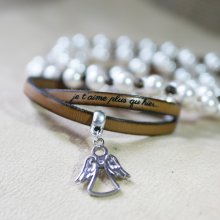 Läderarmband med 2 vändningar och graverbar berlock
