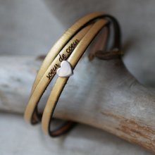 Anpassningsbart läderarmband för kvinnor, multi-svängar, silverhjärta design