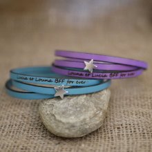 Läderarmband för kvinnor, anpassningsbart, silverfärgad stjärndesign