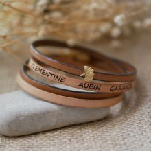 Zen läderarmband i två olika färger, anpassningsbart med gyllene ginkgo 