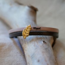 Läder duo armband och gyllene vete öronslinga, anpassningsbar, bröllopspresent för kvinnor