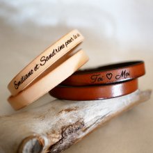 Läderarmband för män med två handleder, anpassningsbart med gravyr