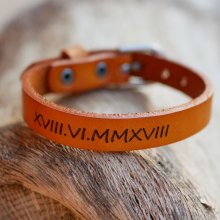 Läderarmband för män Camel med personlig gravering 