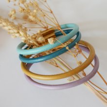 Runt läderarmband för kvinnor med bajonettlås i guld