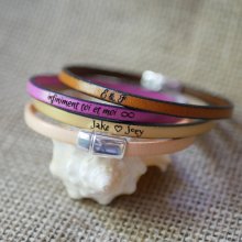 Läderarmband med magnetlås med personlig gravyr för män eller kvinnor