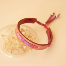Florâme-armband med liberty Polly-band på gammalt rosa läder