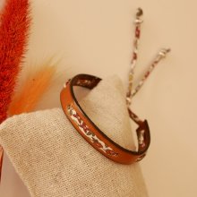 Florâme-armband med libertyband Ava höst på kamelskinn