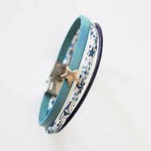 Trio av läder och armband av Liberty-snöre med blå stjärnor